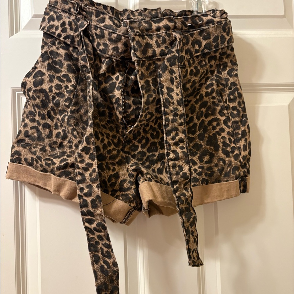 Express High Waist Brown and Black Shorts